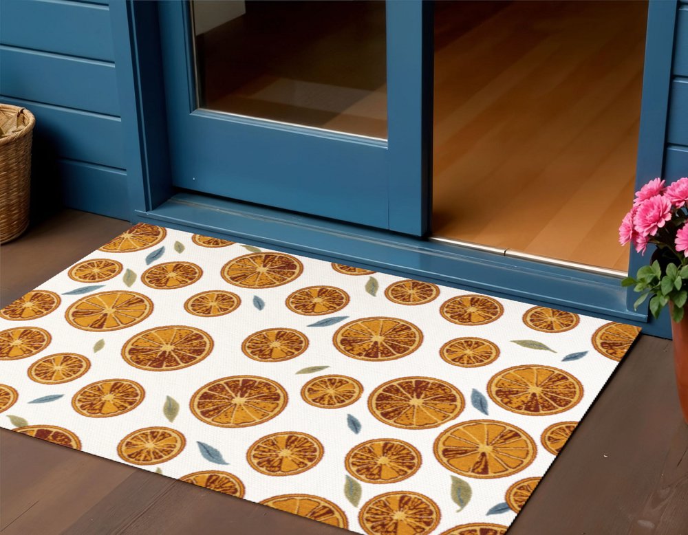 3' X 5' Orange And Cream Polka Dot Indoor Outdoor Area Rug HomeRoots