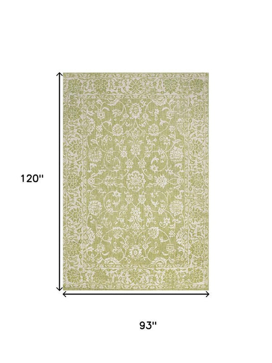 8' X 10' Green And Cream Medallion Indoor Outdoor Area Rug HomeRoots