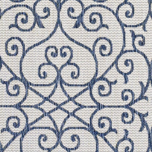 8' X 10' Blue And Cream Geometric Indoor Outdoor Area Rug HomeRoots