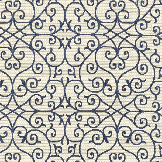 5' X 8' Navy Blue And Beige Geometric Indoor Outdoor Area Rug HomeRoots