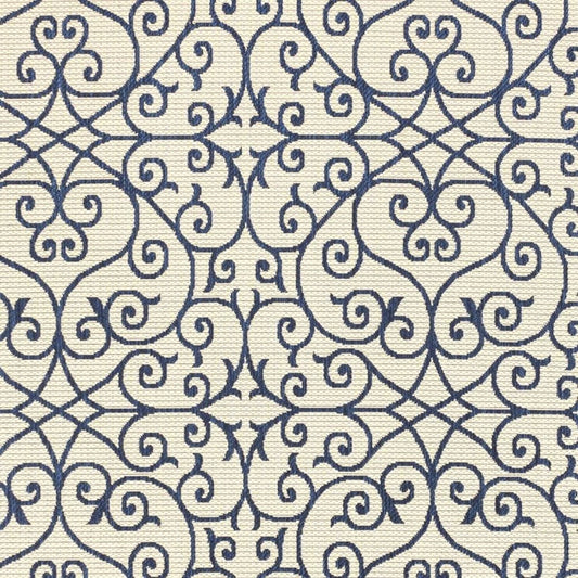 9' X 12' Navy Blue And Beige Geometric Indoor Outdoor Area Rug HomeRoots