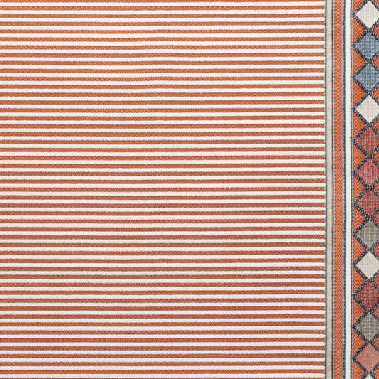 3' X 5' Orange And Ivory Geometric Indoor Outdoor Area Rug