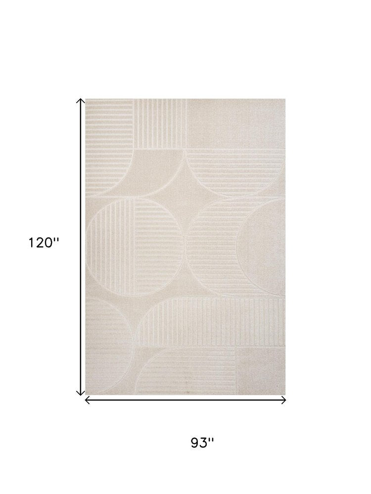 8' X 10' Ivory And Cream Striped Indoor Outdoor Area Rug HomeRoots