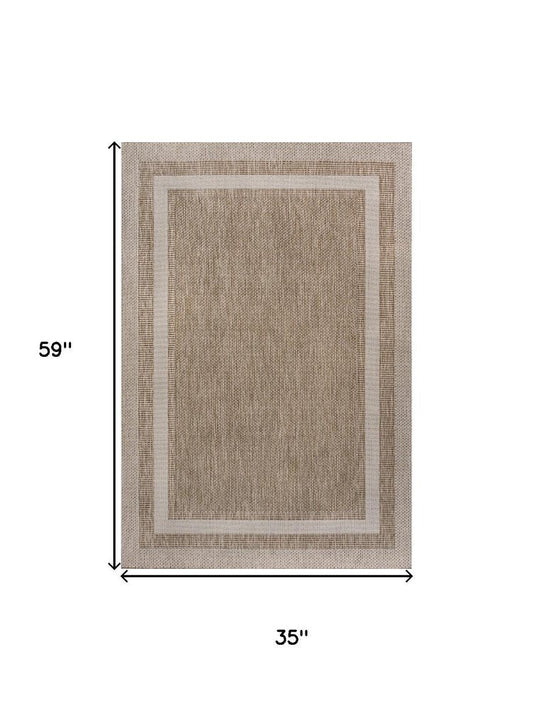 3' X 5' Beige And Cream Indoor Outdoor Area Rug