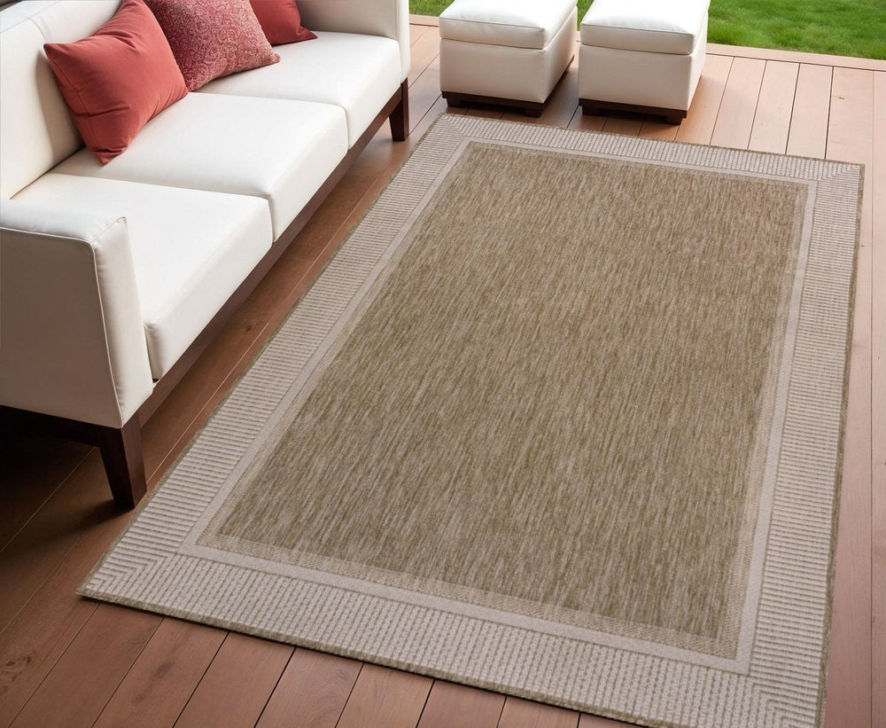 4' X 6' Beige And Cream Indoor Outdoor Area Rug HomeRoots