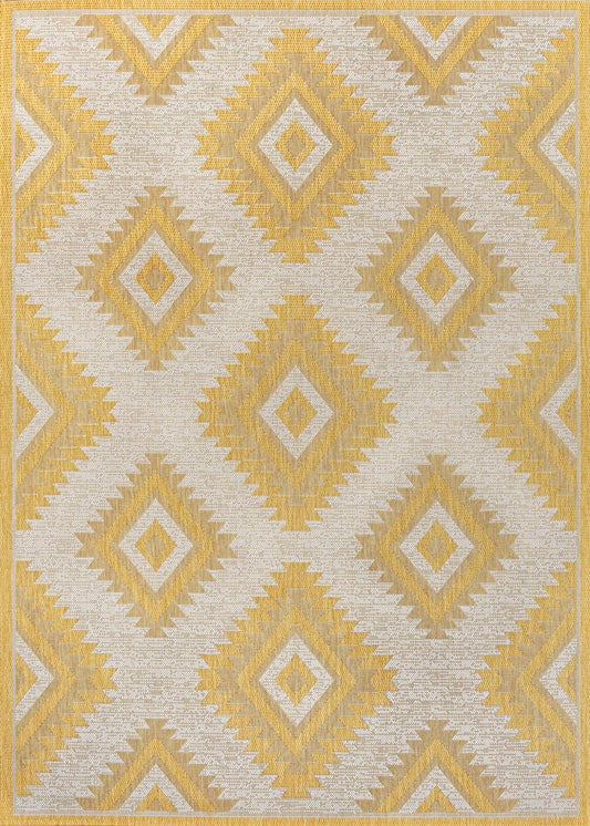 4' X 6' Yellow And Cream Moroccan Indoor Outdoor Area Rug