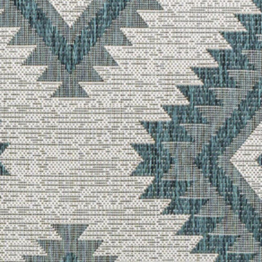 3' X 5' Turquoise And Cream Moroccan Indoor Outdoor Area Rug