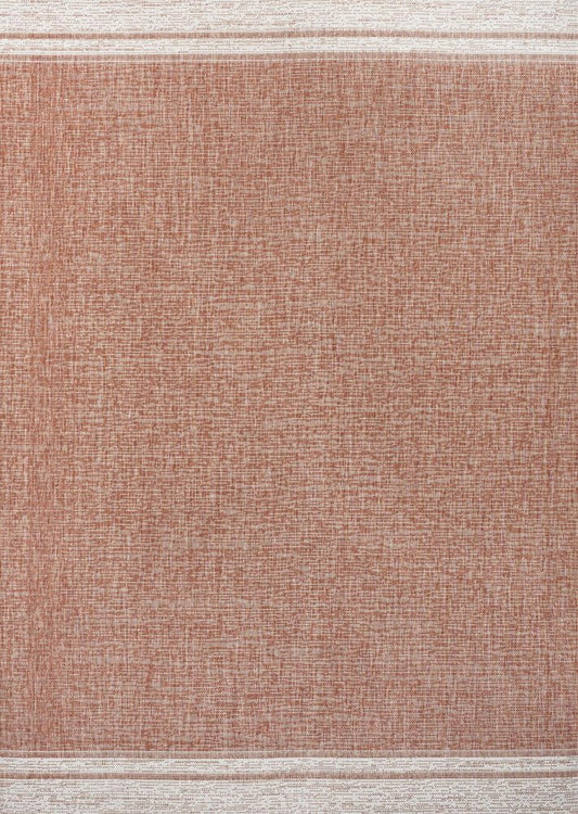 3' X 5' Salmon And Cream Indoor Outdoor Area Rug