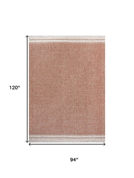 8' X 10' Salmon And Cream Indoor Outdoor Area Rug