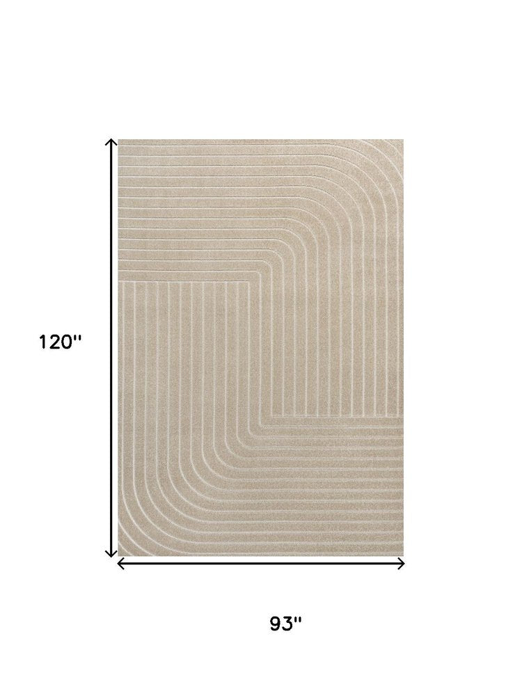8' X 10' Beige And Cream Striped Indoor Outdoor Area Rug HomeRoots