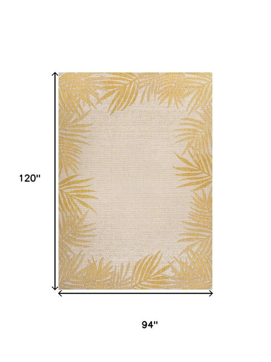 8' X 10' Yellow And Cream Floral Indoor Outdoor Area Rug HomeRoots