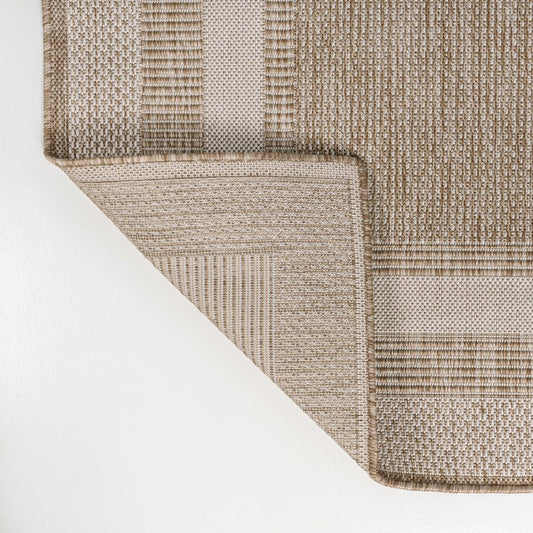8' Beige And Cream Indoor Outdoor Runner Rug HomeRoots