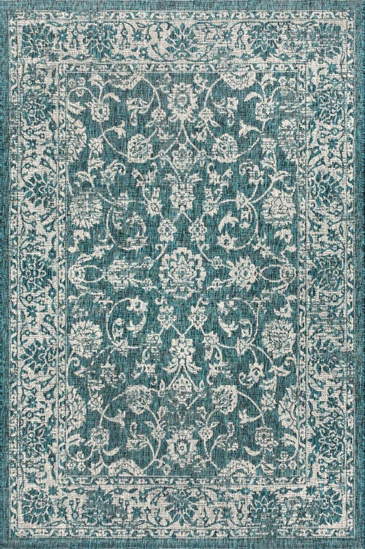 4' X 6' Teal Blue And Gray Medallion Indoor Outdoor Area Rug HomeRoots