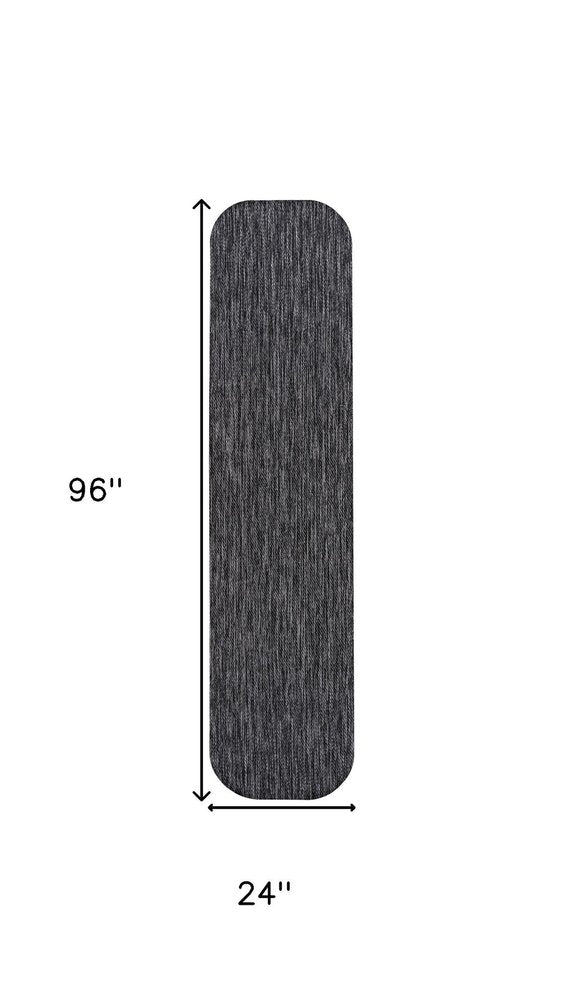 8' Dark Gray Indoor Outdoor Runner Rug
