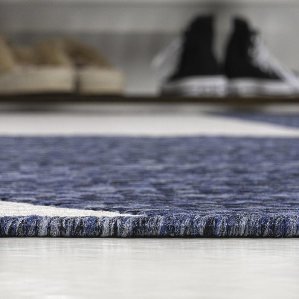 4' X 6' Navy Blue And Cream Geometric Indoor Outdoor Area Rug HomeRoots
