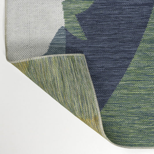4' X 6' Green And Cream Abstract Indoor Outdoor Area Rug