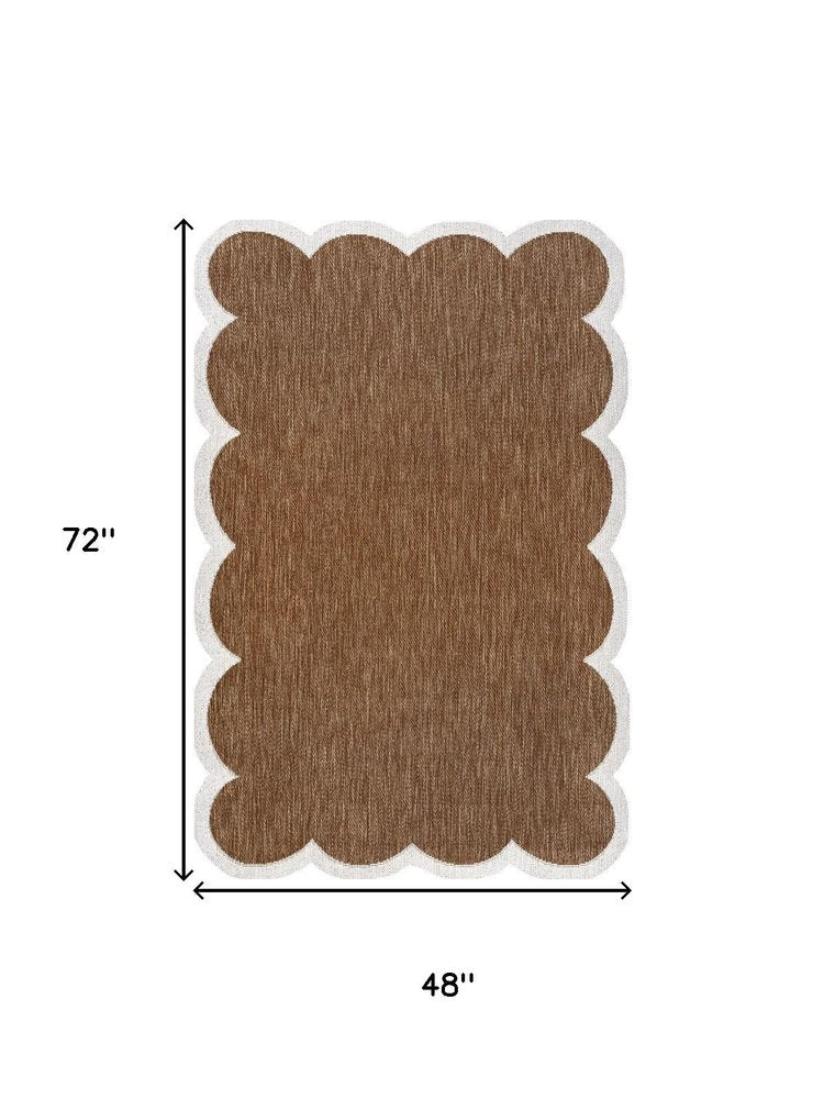 4' X 6' Terra Cotta And Cream Indoor Outdoor Area Rug HomeRoots