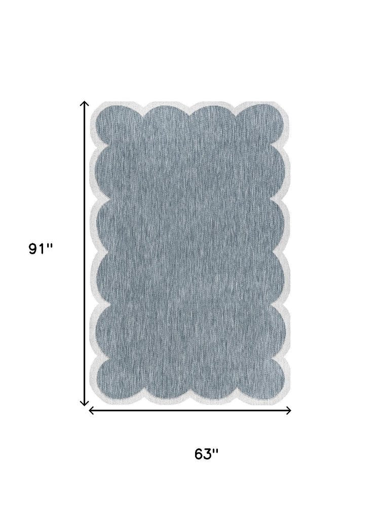 5' X 8' Turquoise And Cream Indoor Outdoor Area Rug HomeRoots