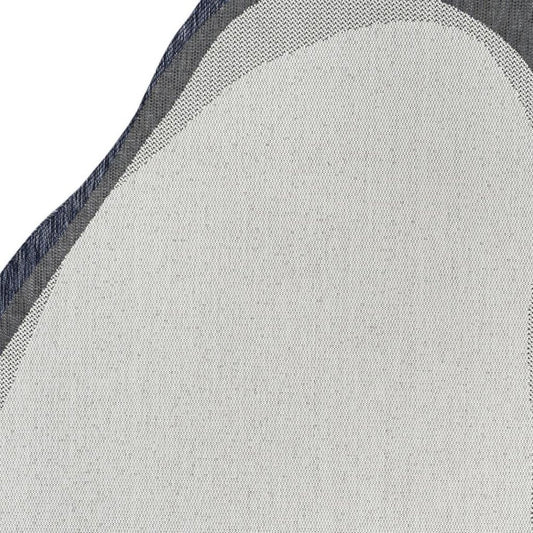 5' X 8' Cream And Navy Blue Abstract Indoor Outdoor Area Rug