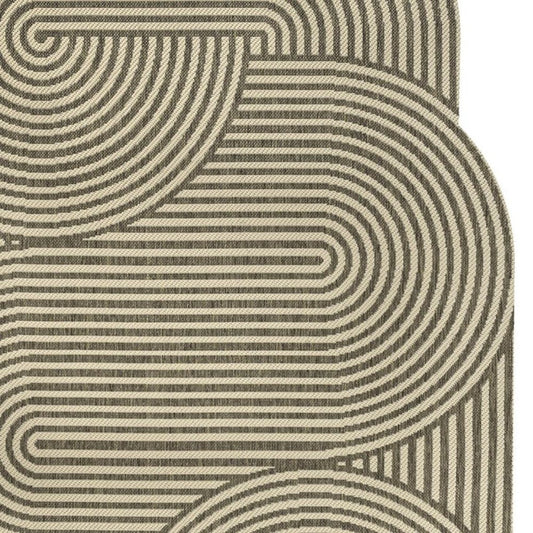 8' X 10' Beige And Brown Abstract Indoor Outdoor Area Rug