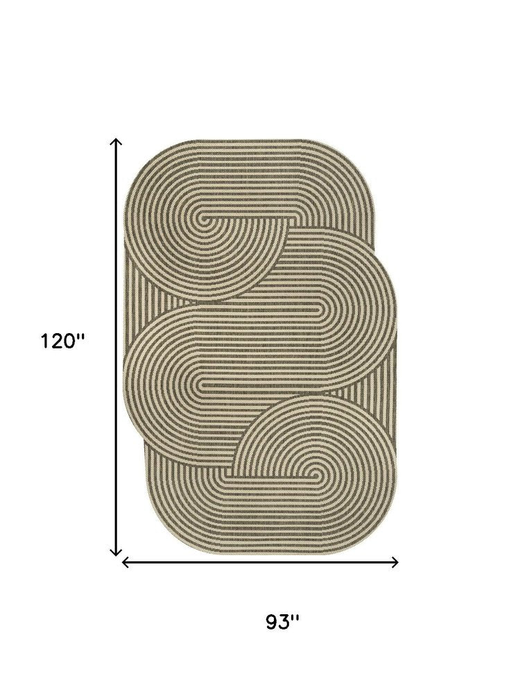 8' X 10' Beige And Brown Abstract Indoor Outdoor Area Rug HomeRoots
