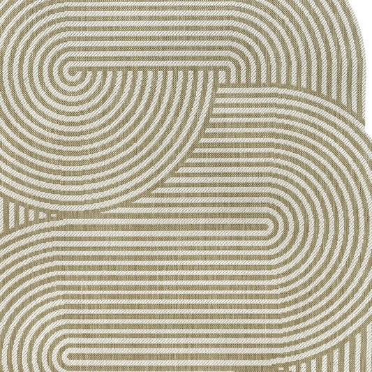 6' X 9' Cream And Natural Abstract Indoor Outdoor Area Rug