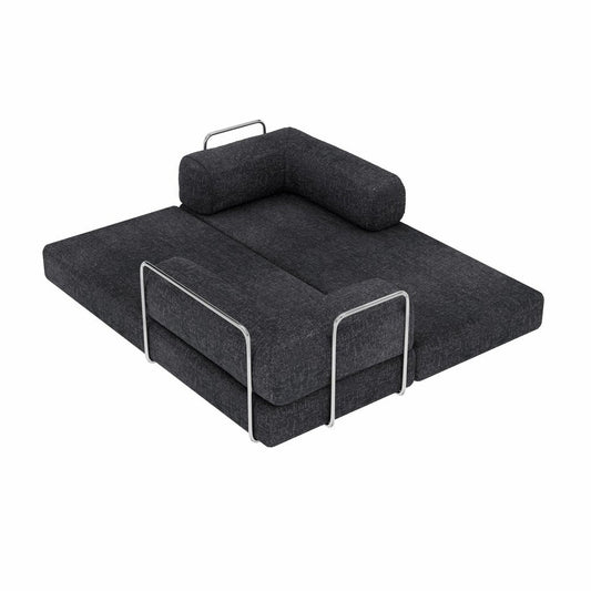 82" Gray Chenille Convertible Futon Sleeper Sofa HomeRoots