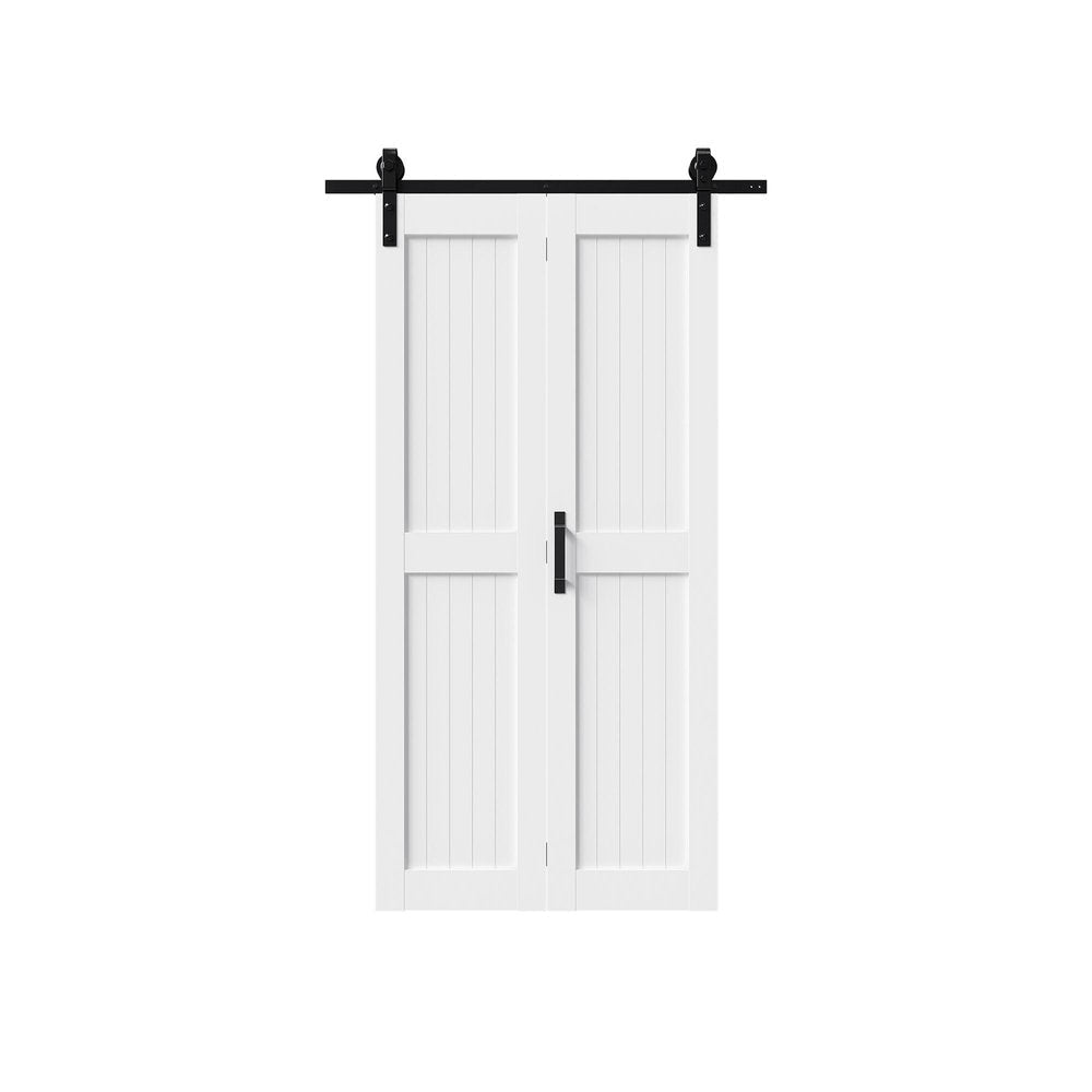 Set Of Two 84" X 32" White Wood Bi-Fold Door HomeRoots