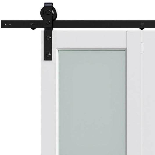 Set Of Two 84" X 24" White Glass Bi-Fold Door HomeRoots