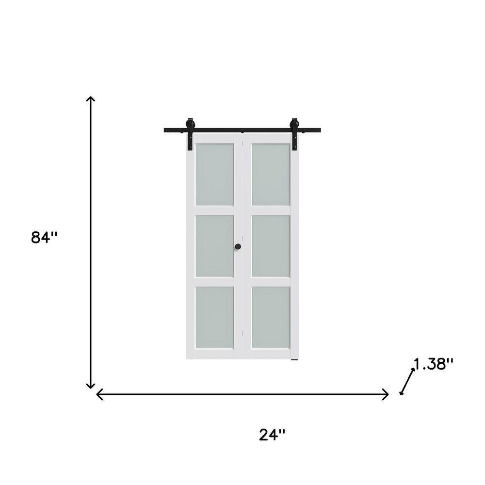 Set Of Two 84" White Glass Bi-Fold Door HomeRoots