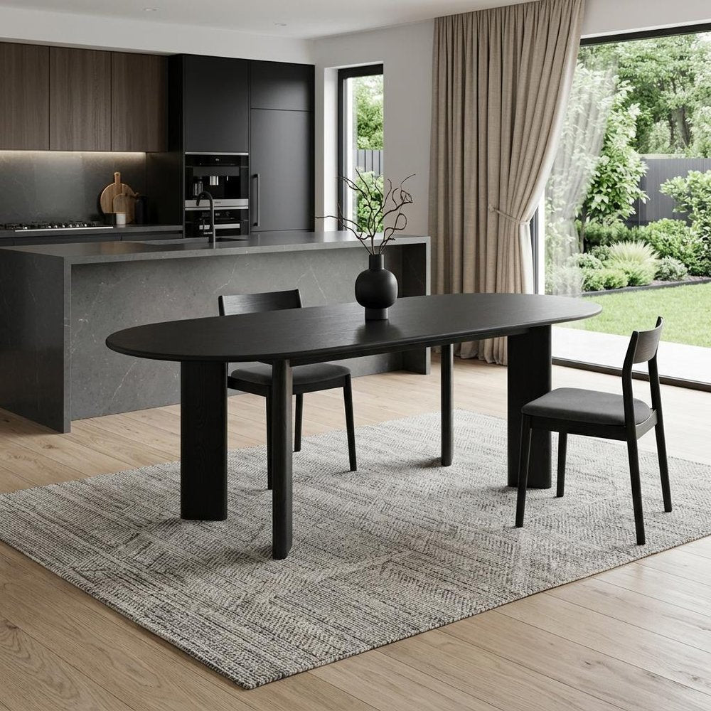 78" Black Solid Wood Oval Dining Table HomeRoots