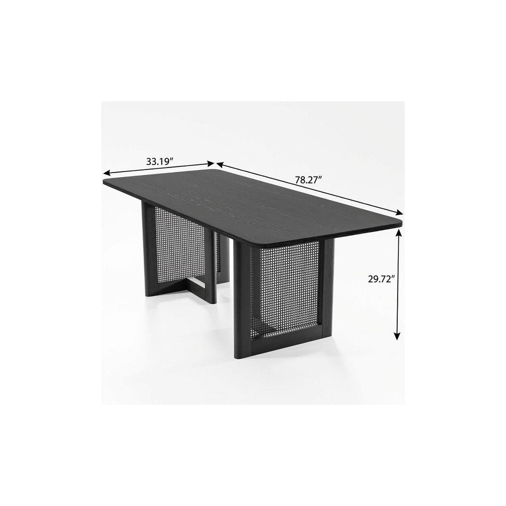 33" Black Solid Wood And Wood Double Pedestal Base Dining Table HomeRoots