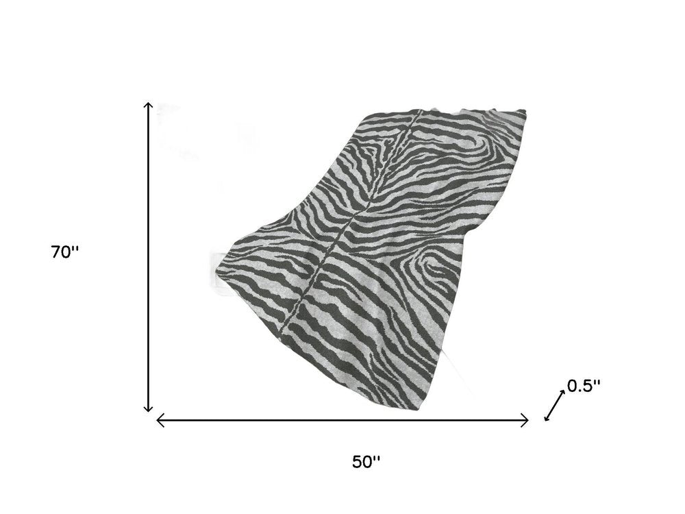 50" X 70" Gray And Ivory Zebra Plush Throw Blanket HomeRoots