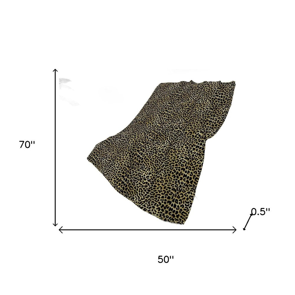 50" X 70" Beige And Black Leopard Plush Throw Blanket HomeRoots