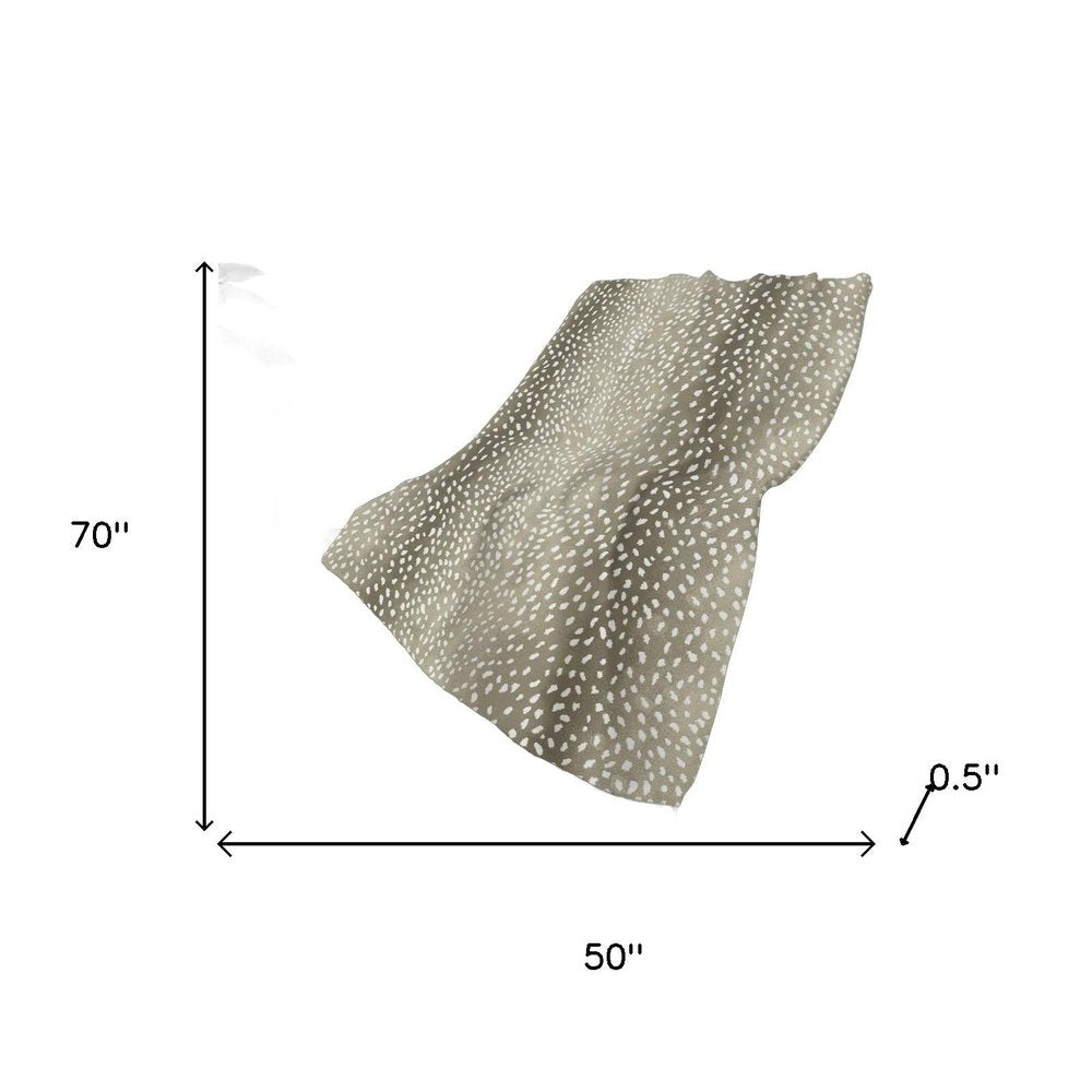 50" X 70" Fawn And Ivory Animal Print Plush Throw Blanket HomeRoots