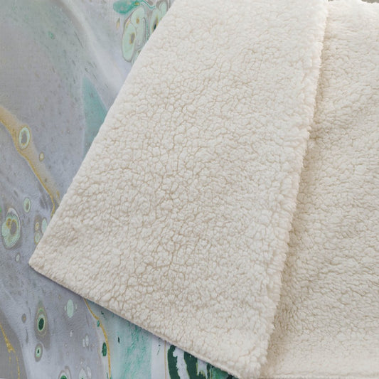 50" X 70" Green And Ivory Abstract Microfiber Plush Throw Blanket HomeRoots