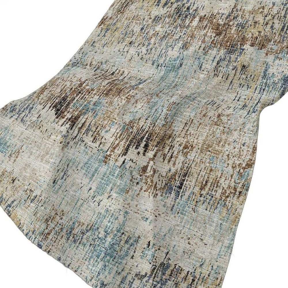 50" X 70" Beige Blue And Coffee Abstract Plush Throw Blanket HomeRoots