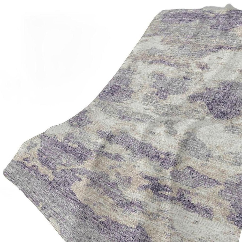 50" X 70" Purple Ivory And Gray Abstract Plush Throw Blanket HomeRoots