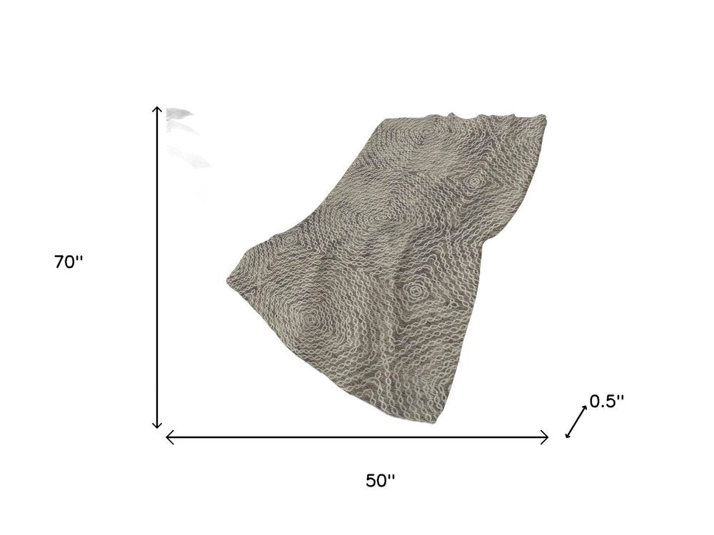 50" X 70" Chocolate And Beige Abstract Polyester Woven Plush Throw Blanket HomeRoots