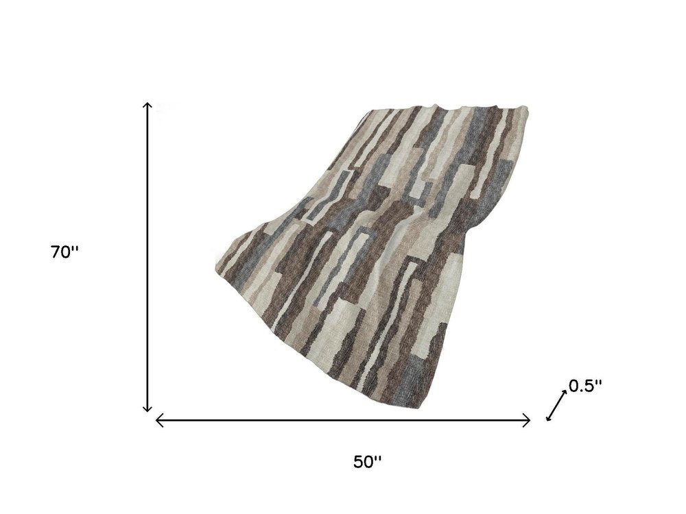 50" X 70" Chocolate And Gray Abstract Plush Throw Blanket HomeRoots