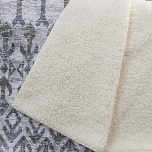 50" X 70" Charcoal And Gray Geometric Microfiber Plush Throw Blanket HomeRoots