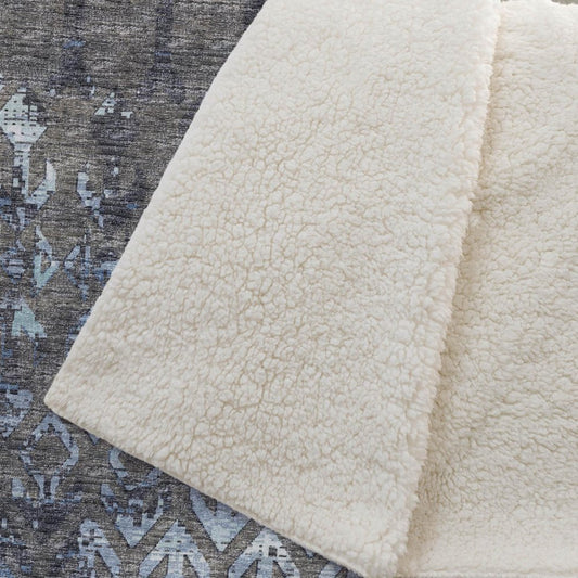 50" X 70" Chocolate And Blue Geometric Plush Throw Blanket HomeRoots