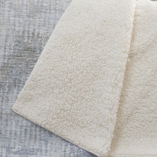 50" X 70" Linen And Gray Geometric Microfiber Plush Throw Blanket HomeRoots