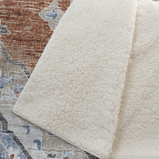50" X 70" Rust Ivory And Blue Floral Microfiber Plush Throw Blanket HomeRoots