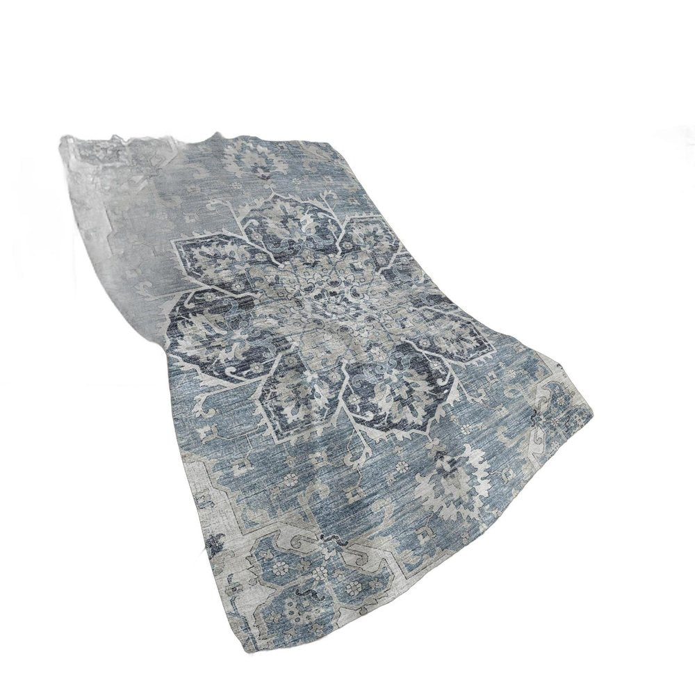 50" X 70" Blue And Ivory Floral Polyester Woven Plush Throw Blanket HomeRoots