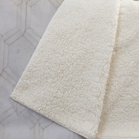 50" X 70" Ivory And Beige Geometric Microfiber Plush Throw Blanket HomeRoots