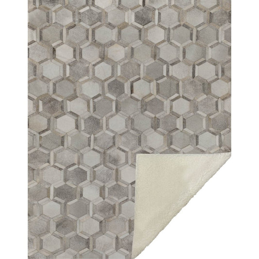 50" X 70" Gray And Ivory Geometric Microfiber Plush Throw Blanket HomeRoots