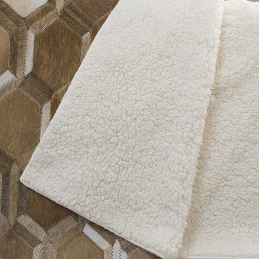 50" X 70" Brown And Beige Geometric Microfiber Plush Throw Blanket HomeRoots