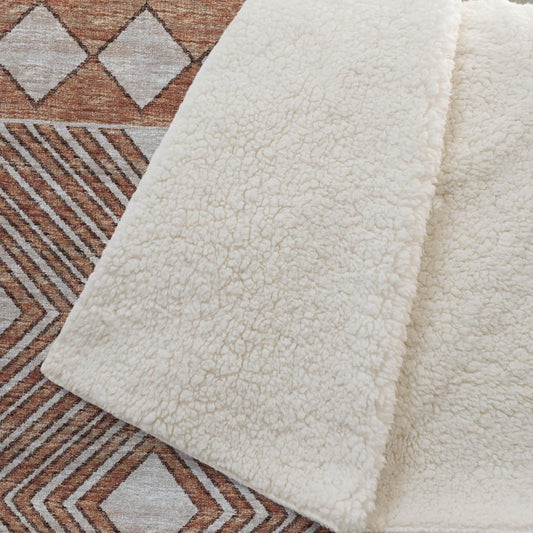 50" X 70" Rust And Ivory Microfiber Geometric Plush Throw Blanket HomeRoots