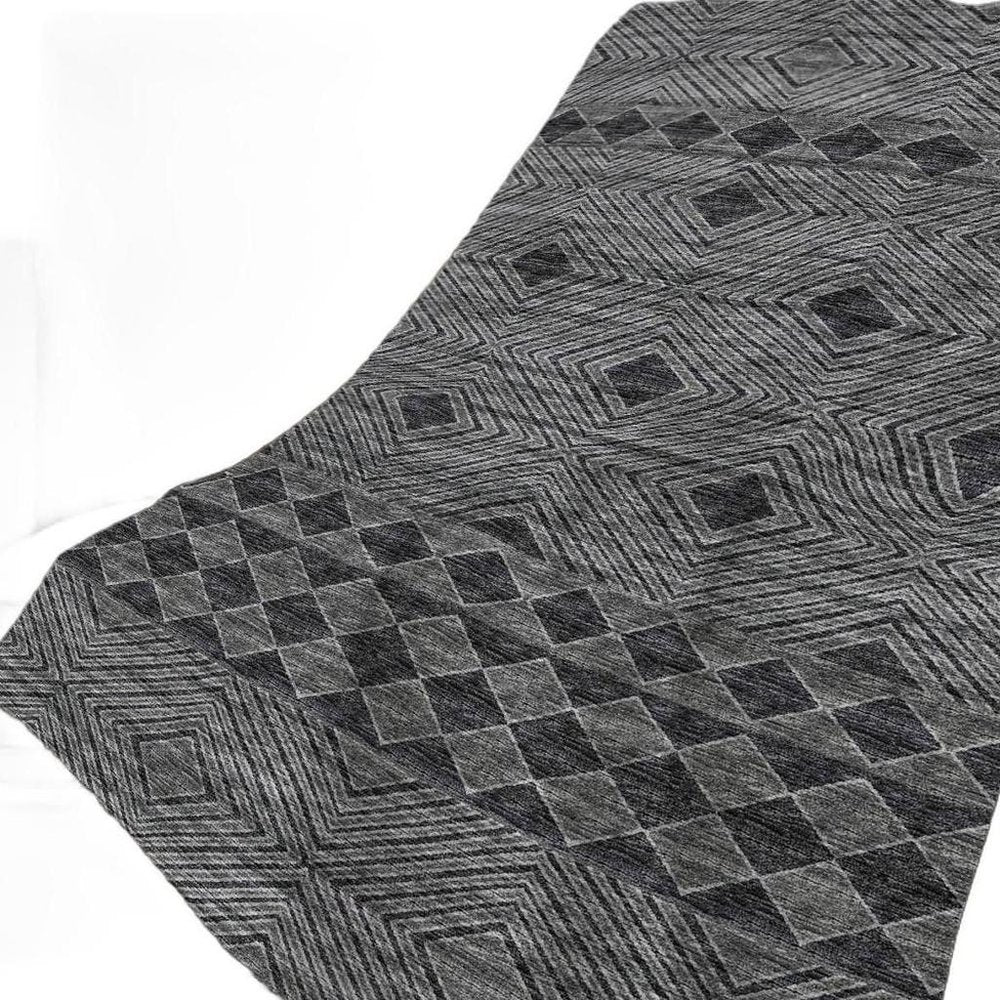 50" X 70" Gray And Black Geometric Plush Throw Blanket HomeRoots